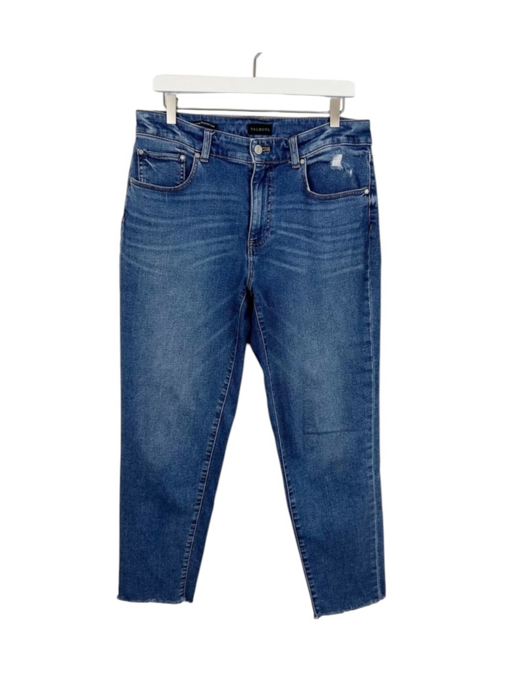 Talbots Everyday Relaxed Jeans Size 8 Medium Wash Raw Hem